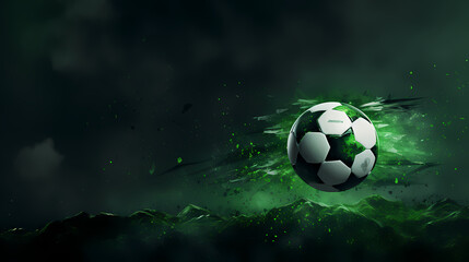 Naklejka premium Soccer ball with green smoke
