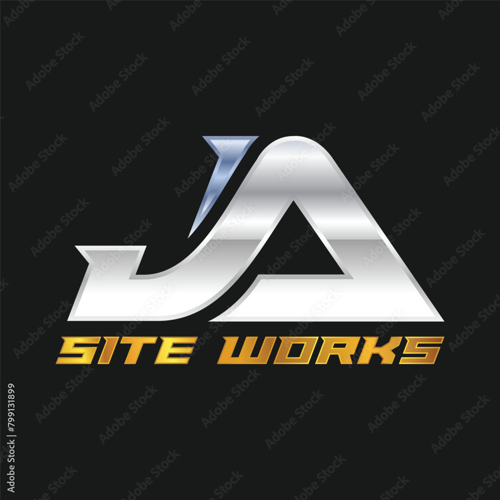 Poster monogram logo template with ja luxury initial letters