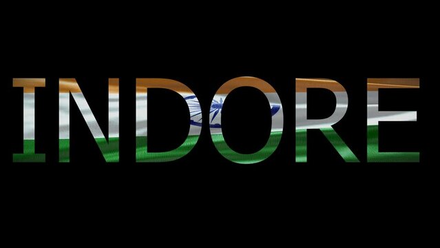 Indore Name on Transparent Background. Waving Flag