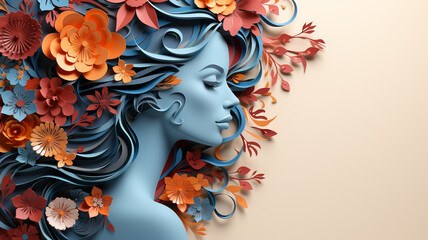 A delicate fusion of art and nature, this paper quilling creation showcases the enchanting allure of a woman, blossoming amidst a sea of flowers