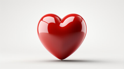 A glossy red heart icon with a slight shadow underneath depicting a symbol of love