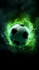 Fototapeta premium Soccer ball with green smoke