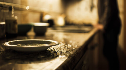 Subtle Aftermath of Domestic Violence in Kitchen Setting