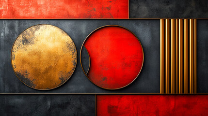 Abstract Art with Golden and Red Hues