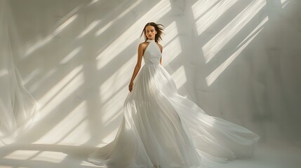 Stylish Modern Bride in Minimalist High-Necked Dress