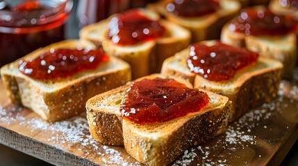 Peanut Butter and Jelly Jam on Bread, close up shot, menu concept, HD, Food Photography, banner, wallpaper  - Powered by Adobe
