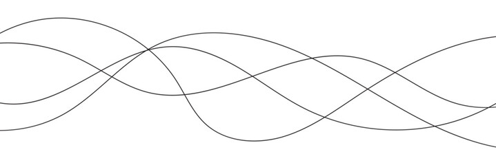 Thin line wavy background. Abstract black lines wave curve motion on white background vector. Abstract wavy background. Curve wave seamless pattern. Line art striped graphic template design. 