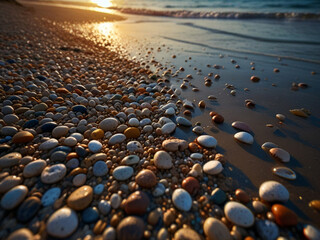 stones near the shore, pebbles, background, AI generated - obrazy, fototapety, plakaty