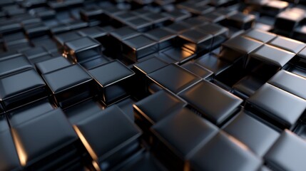 Fototapeta premium A seamless blend of matte and polished black chrome, forming a geometric pattern that appears to recede into infinity 
