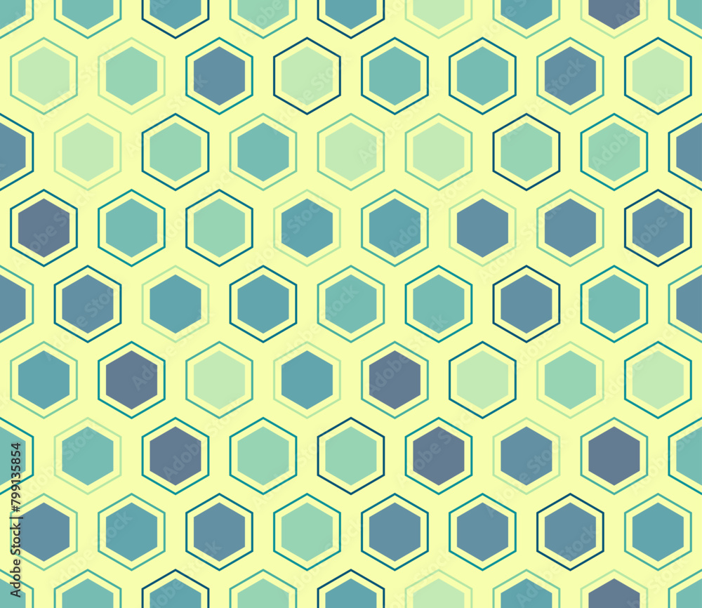 Poster abstract mosaic background. hexagon mosaic cells with padding and inner solid cells. hexagonal cells