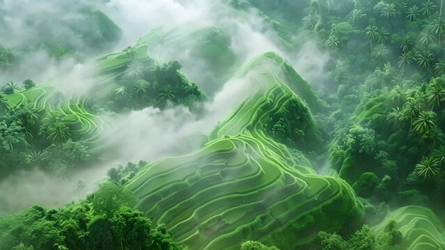 Bird's eye view: Tabanan rice fields and Amazon rainforest in full bloom. Concept Landscape Photography, Natural Beauty, Agricultural Landscapes, Tropical Rainforests, Aerial Views