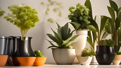 Group of Potted Plants on Table Generative AI