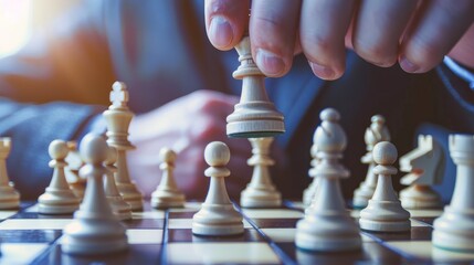 A close-up of a hand capturing a pawn on a chessboard, highlighting the critical thinking involved in chess.