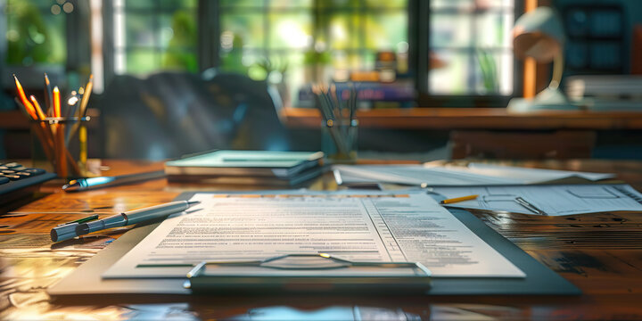 Close-up of a sports agent's desk with athlete contracts and negotiation documents, symbolizing a job in sports agency