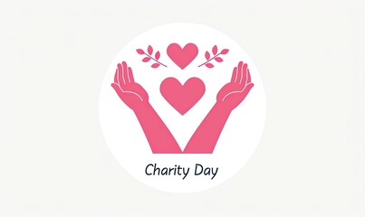 A conceptual logo with a heart and hands for Charity Day.