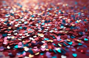 Obraz premium Confetti in the form of red hearts.