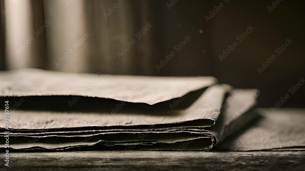 Aufkleber stack of papers on wooden table generative ai