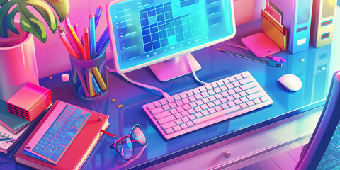 Close-up of a social media influencer's desk with content calendars and engagement metrics, illustrating a job in social media influencing