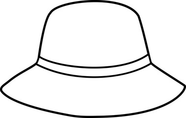 summer straw hat outline. 
sun hat outline svg.
Flat women's straw hat  outline vector.