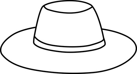 summer straw hat outline. 
sun hat outline svg.
Flat women's straw hat  outline vector.