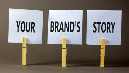 Branding and your brand story symbol. Concept words Your brands story on beautiful white paper on...