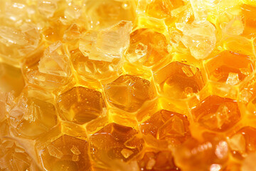 A macro view of a honeycomb, showcasing the intricate hexagonal structure