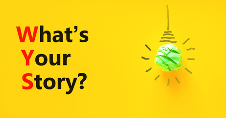 Storytelling and what is your story symbol. Concept words What is your story on beautiful yellow...