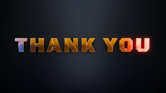 Thank You 3D render typography text on dark colored background. Suitable for celebration, wishes, events, message, holiday, festival. Thank You text animation