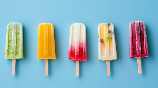 Buntes Fruchteis am Stiel, Generative AI
