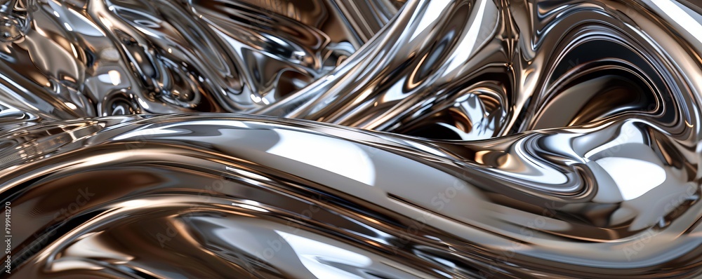 Aufkleber a warped chrome surface reflecting a distorted version of itself, creating a mesmerizing kaleidoscop