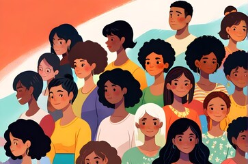 illustration of diversity, inclusion, equality and representation in multicultural and multiracial societies. Generative AI