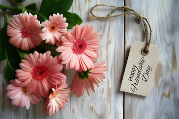 Happy international friendship day greeting card with flowers, Generative AI