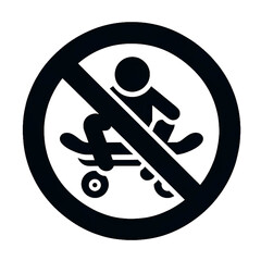 モノクロのスケボー禁止のマーク_01