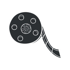 Cinema Film Icon Silhouette Illustration. Movie Vector Graphic Pictogram Symbol Clip Art. Doodle Sketch Black Sign.