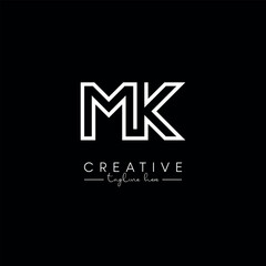 Creative Unique Letter MK KM Initial Based Stylish Line Logo Design Vector Template.