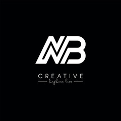 Creative Unique Letter NB BN Initial Based Stylish Line Logo Design Vector Template.