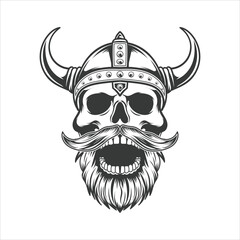 Viking angry look skull vector design