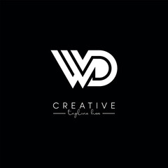 Creative Unique Letter WD DW Initial Based Stylish Line Logo Design Vector Template.