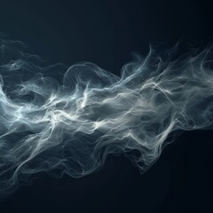 Obraz premium Ethereal waves formed from wispy white smoke against a dramatic black background with subtle blue lighting effects 