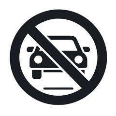 モノクロの自動車禁止のマーク