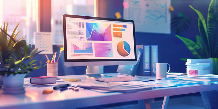 Close-up of a branding strategist's desk with brand identity guidelines and market research reports, symbolizing a job in branding strategy