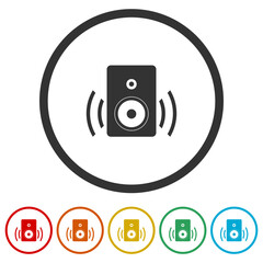 Speaker icon. Set icons in color circle buttons