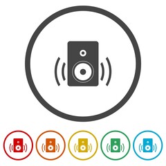 Speaker icon. Set icons in color circle buttons