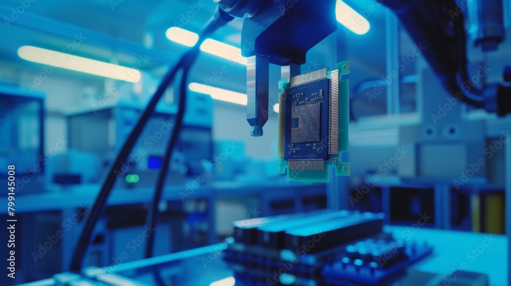 Aufkleber robotic arm assembling computer chip