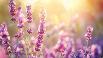 Lavender flowers in a sunlit field