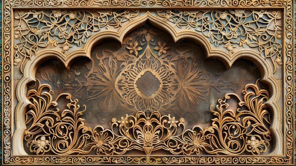 Poster a decorative eid al adha frame with intricate patterns and a place for personalized messages.