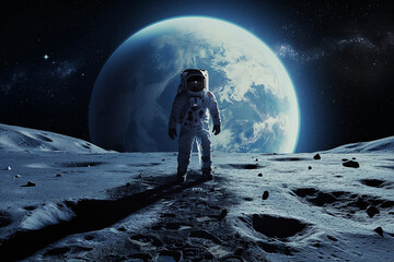 man walking in the moon. Generative AI