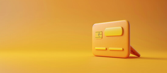 3D Credit Card Icon, Currency Symbols on yellow background, money, finance and banking, fund, vector, 3D Illustration