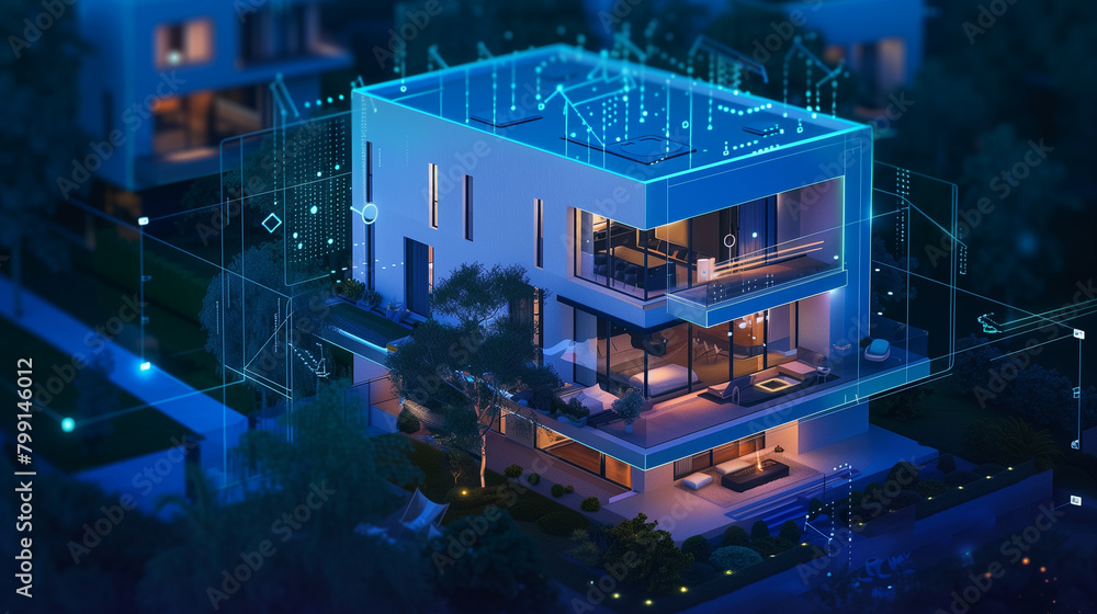 Poster a smart home where various devices communicate seamlessly with each other via the iot network.