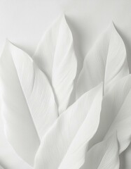 papier peint de feuilles de plantes tropicales blanches en ia - obrazy, fototapety, plakaty